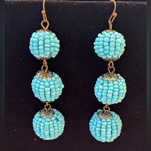 BaubleBar Turquoise Beaded Triple Ball Earrings
